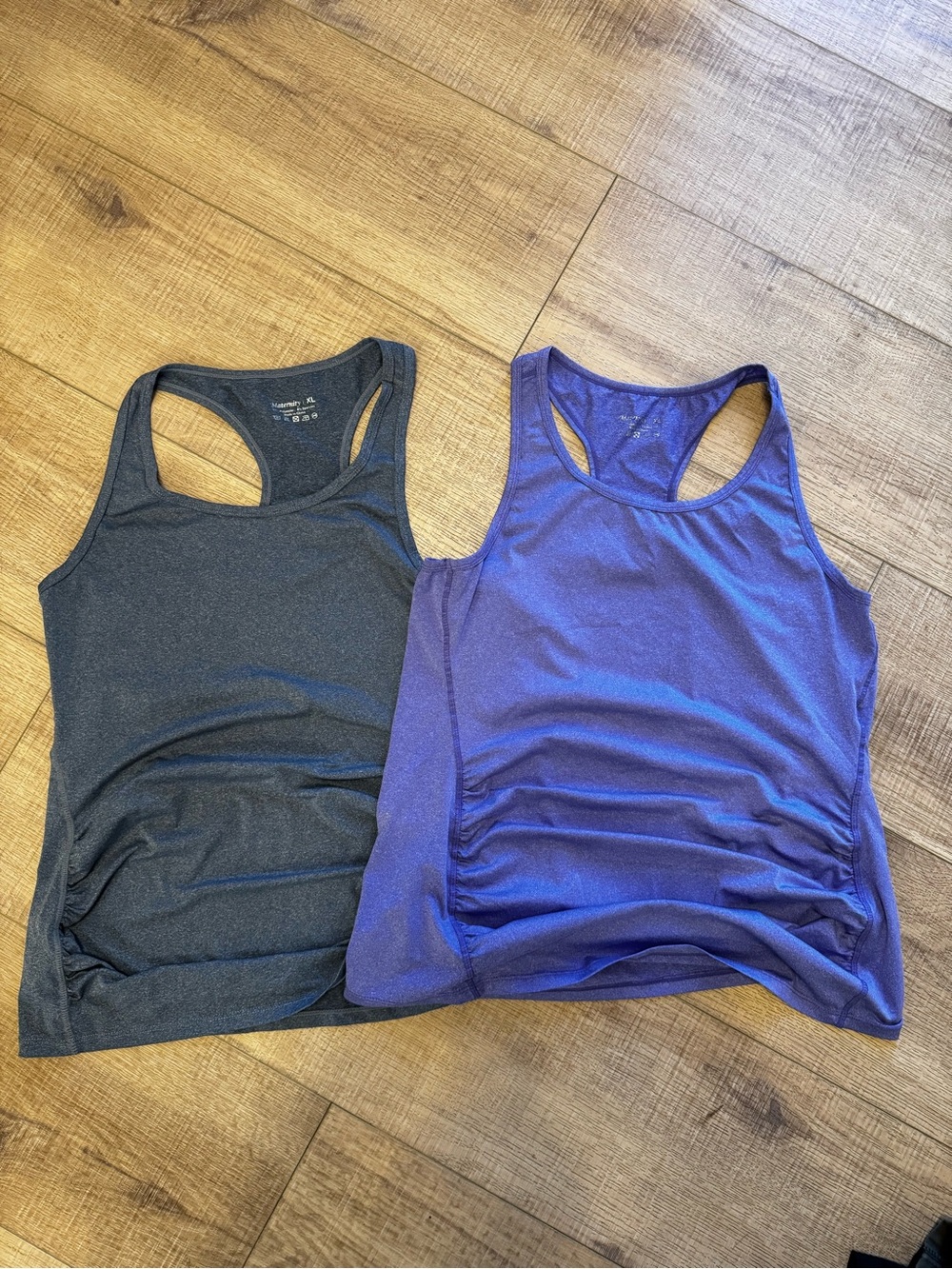 BeMaternity Racerback Tank Tops - Blue and Charcoal